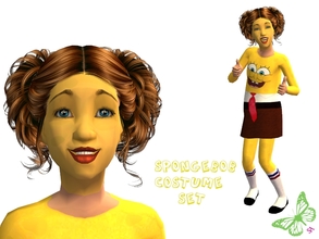 Sims 2 — SpongeBob Costume Set by sinful_aussie — SpongeBob Squarepants costume for girls. With yellow face paint.