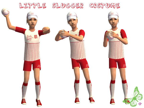 Sims 2 — Little Slugger Costume by sinful_aussie — A baseball costume for girls. I have made it unisex but it looks a