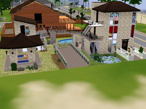 Sims 3 — Bridge House by SilverMist_Sparkle — Enjoy this House with an ultimate bridge and all your needs! 1 Car Garage