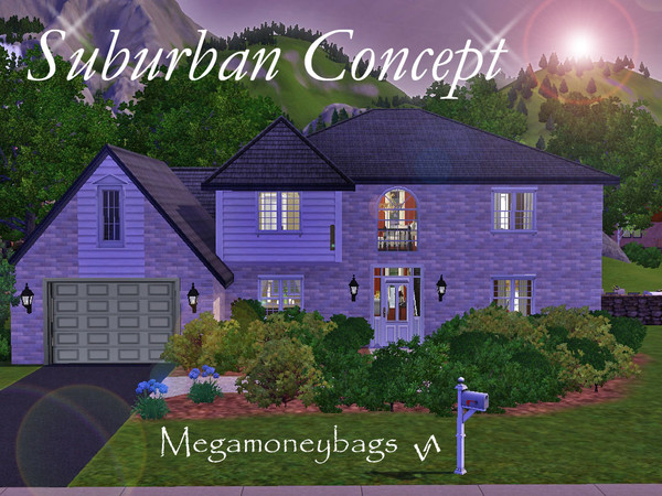 Sims 3 — Suburban Concept by Megamoneybags2 — This suburban home features a patio, one car garage, 1 guest bedroom, one