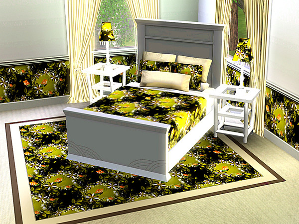Sims 3 — marcorse_with butterflies pattern by marcorse — Yellow circles, green leaves, pinwheel daisies and butterflies .