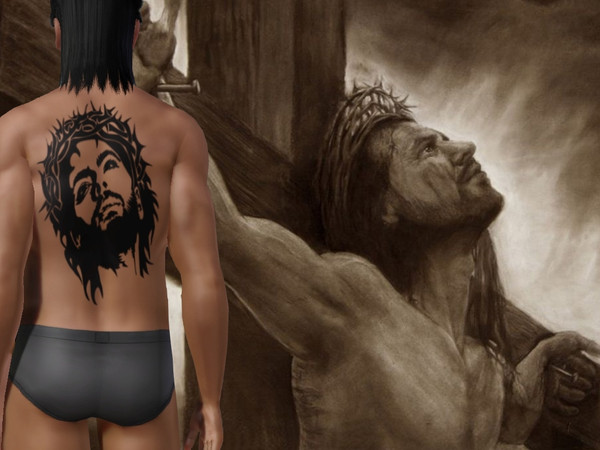 Sims 3 — Jesus Christ Tattoo by allison731 — Simple tattoo with a great and famous symbol. Tattoo have 1 recolorable