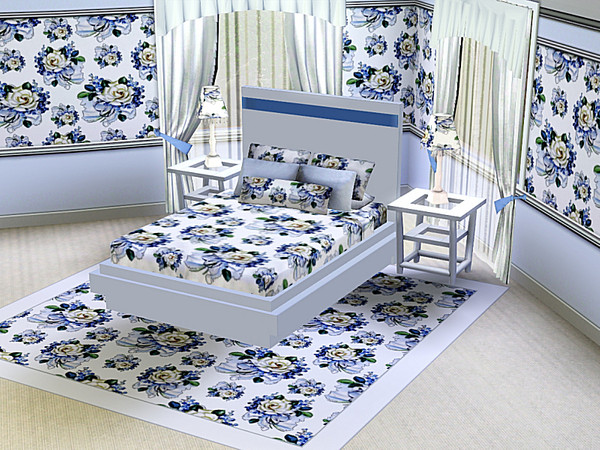 Sims 3 — marcorse_wedding day pattern by marcorse — Blue and white bridal bouquet with rings and chiffon bow, in a sweet