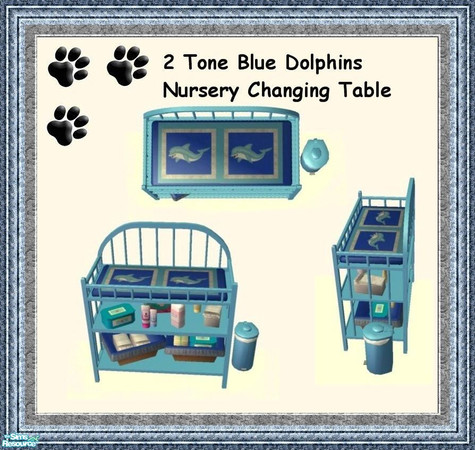Sims 2 — 2 Tone Blue Dolphins Nursery - 2 Tone Blue Dolphin Changing Table by MinnieMinPin — 