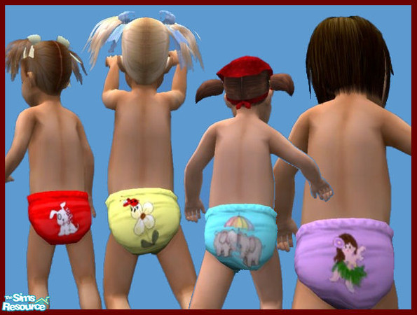 Sims 2 — Happy Nappy Set by cariadbach — Tired of the dull white nappy then try these for size. Can be worn as PJ\'s or