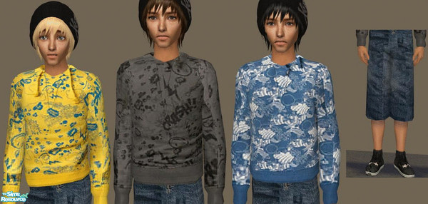 Sims 2 — tom-tailor for teens by archys creations — This is a set of 3 hoodies (sweatshirts) and one shorts for your male