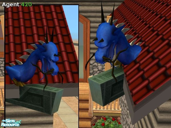 Sims 2 — A420 Blue Mystical Dragon on the Roof by Agent420 — A Blue Mystical Dragon on the Roof. This dragon can be put