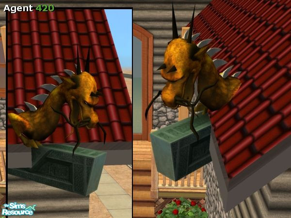 Sims 2 — A420 Golden Mystical Dragon on the Roof by Agent420 — A Golden Mystical Dragon on the Roof. This dragon can be