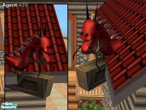 Sims 2 — A420 Red Mystical Dragon on the Roof by Agent420 — A Red Mystical Dragon on the Roof. This dragon can be put