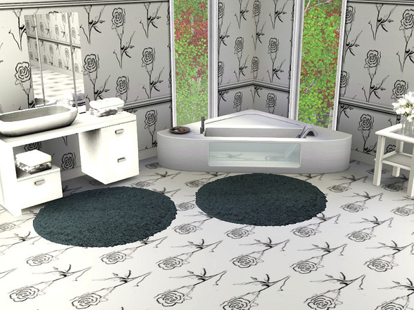 Sims 3 — marcorse_rose art pattern by marcorse — As simple as it gets . . line art rose in black and white . . repeated.