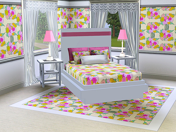 Sims 3 — marcorse_paper flowers pattern by marcorse — Bunches of stylised, paper flowers in shades of pink, yellow and
