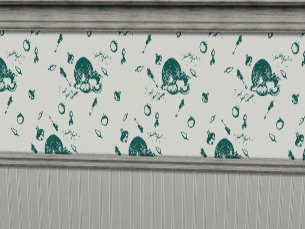 Sims 3 — Kitchen Wallpaper by jadepanther198303 — Wallpaper with lettuce and leeks