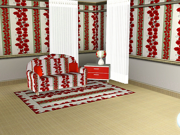 Sims 3 — marcorse_red flowers pattern by marcorse — A simple, vertically striped repeat pattern of red flowers and