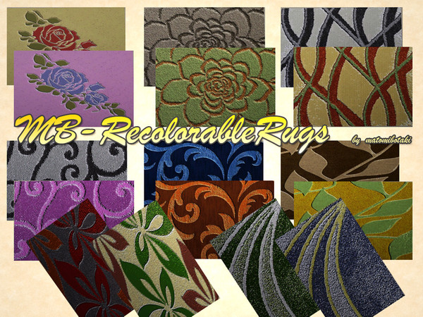 Sims 3 — MB-RecolorableRugs by matomibotaki — MB-RecolorableRugs, , new recolorable rugs of my 3x2 mesh, some with 2 or 3