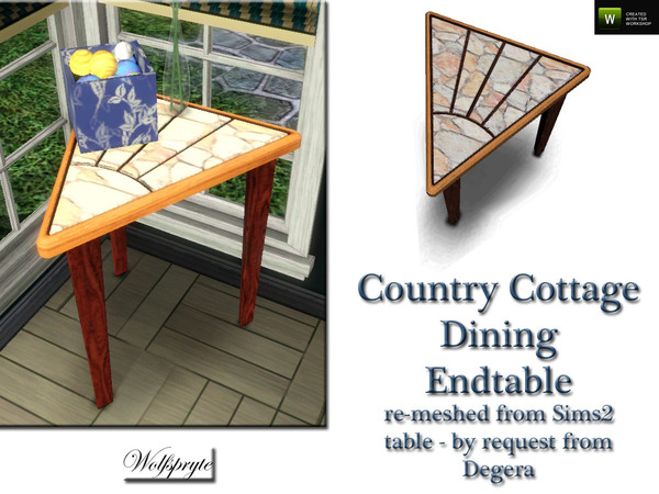 Sims 3 — Country Cottage Dining Endtable by wolfspryte — part of the Country Cottage Diningroom Collection - table