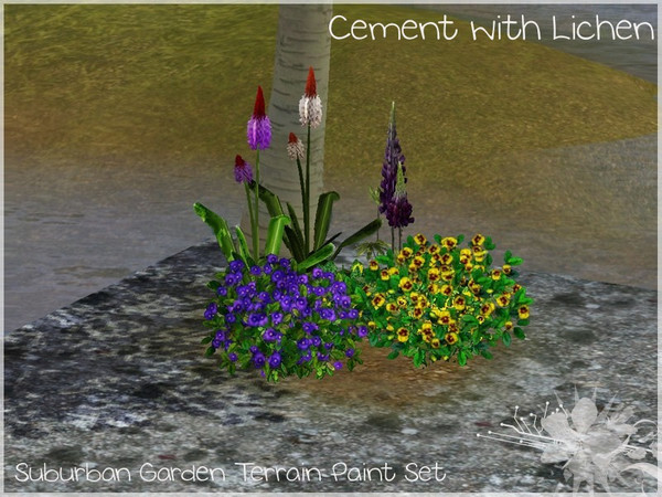 Sims 3 — Suburban Garden Cement with Lichen paint by SugoiZiua2 — Cement with lichen terrain paint from the Suburban