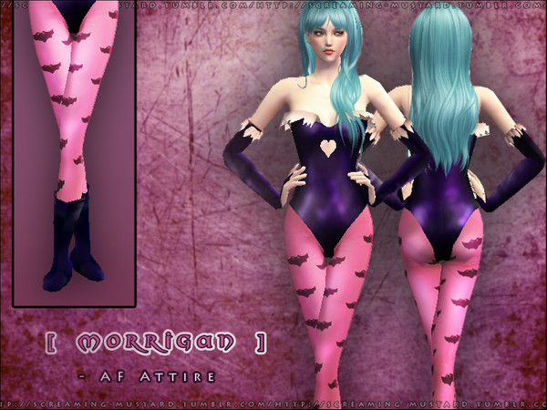 Sims 2 — [ Morrigan ] - AF Attire by Screaming_Mustard — Cosplay your Sims as Morrigan Aensland, the succubus from