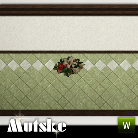 Sims 3 — Wall Aria Kitchen Floral by Mutske — 4 Recolorable parts. Made by Mutske@TSR. TSRAA.