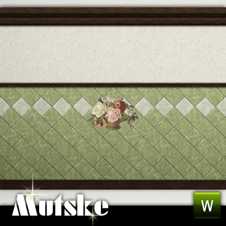 Sims 3 — Wall Aria Kitchen Floral by Mutske — 4 Recolorable parts. Made by Mutske@TSR. TSRAA.