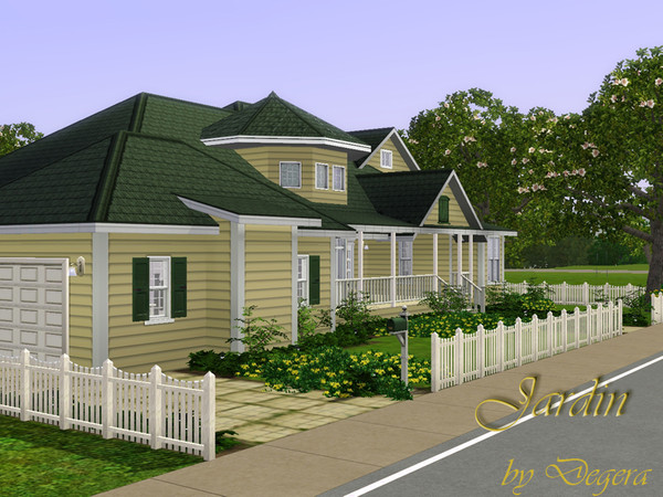 Sims 3 — Jardin by Degera — Classic country style with farmhouse charm, this family home features four bedrooms, three