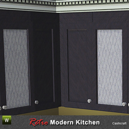 Sims 3 — Retro Kitchen Corner Cabinet by Cashcraft — Corner retro kitchen cabinet-upper. Created for TSR.