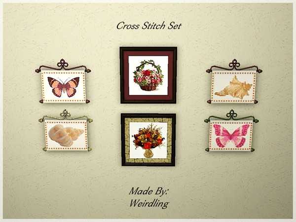 Sims 3 — Cross Stitch Set (10 Pictures, 3 files) by weirdling2 —  I wanted a few more pictures for my houses that had