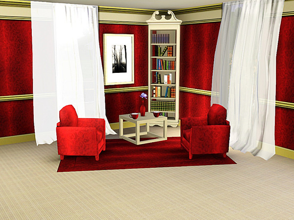 Sims 3 — marcorse_fire trail pattern by marcorse — A subtly-patterned, jacquard design in deep, fire-red.