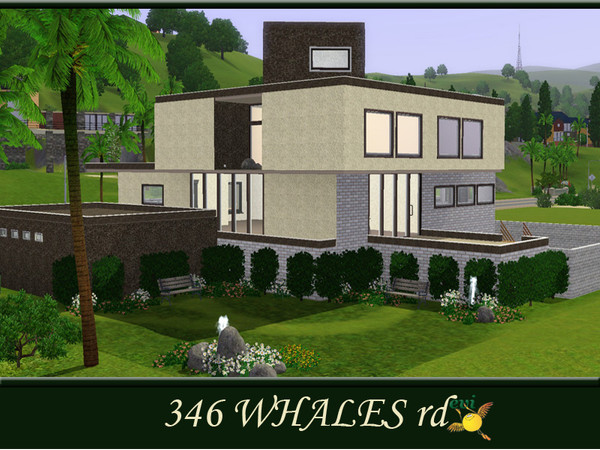 Sims 3 — evi 346 Whales rd by evi — A modern house built on different levels. A semi-covered pool with stone walls around