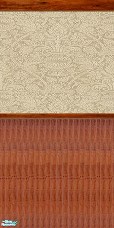 Sims 2 — Victorian Beige and Wood by skippyscatt — Victorian Beige wallpaper with wood wainscotting and topper. By