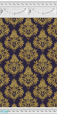 Sims 2 — jsf2RSRegal by jsf — A deep rich navy velvet is embroidered in gold threads to form the base for this wallpaper