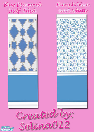 Sims 2 — Blue Diamond Half Tile by selina012 — Part of my Blue and white country kitchen set. Blue Diamond Half Tile