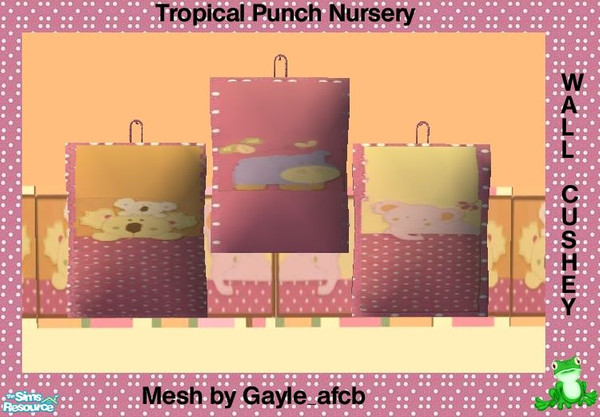 Sims 2 — Tropical Punch Wall Cushey by frogger1617 — Tropical Punch Nursery in pink, orange, green, yellow, and various