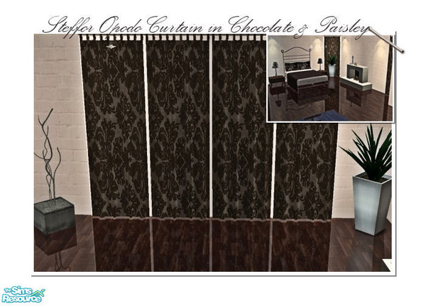Sims 2 — Simply Styling Bedroom 4 in Chocolate - Curtain by ~Monica~ — A recolor of Steffor\'s Opodo curtain in chocolate