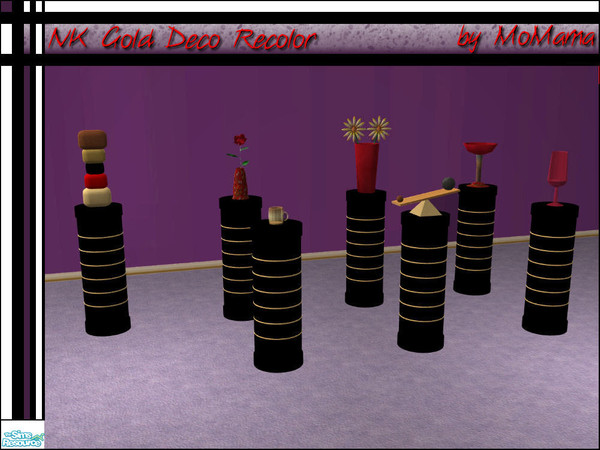 Sims 2 — NK Gold Deco Recolor by MoMama — A recolor of the NK Gold Deco objects in mostly red. Hope you find a place in