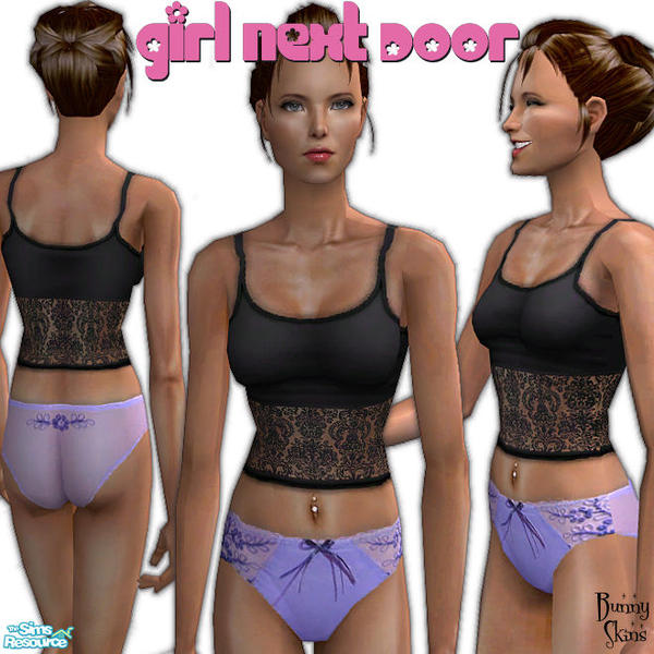 Lilac panties & black camisole - The Sims Resource