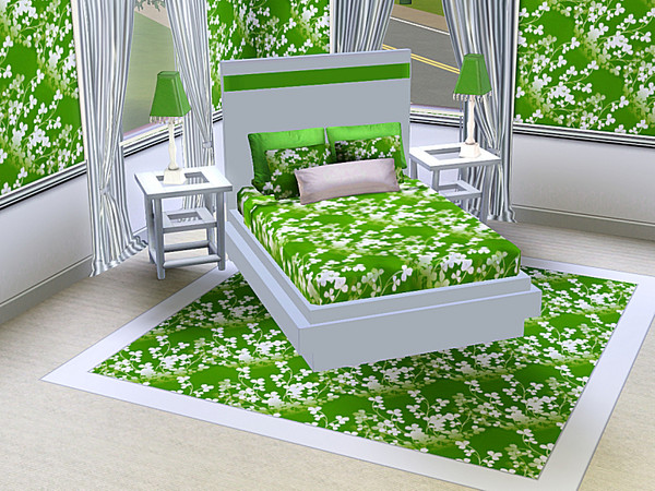 Sims 3 — marcorse_white trefoil pattern by marcorse — Sprays of stylised, white trefoil [tall clover], on a cool green