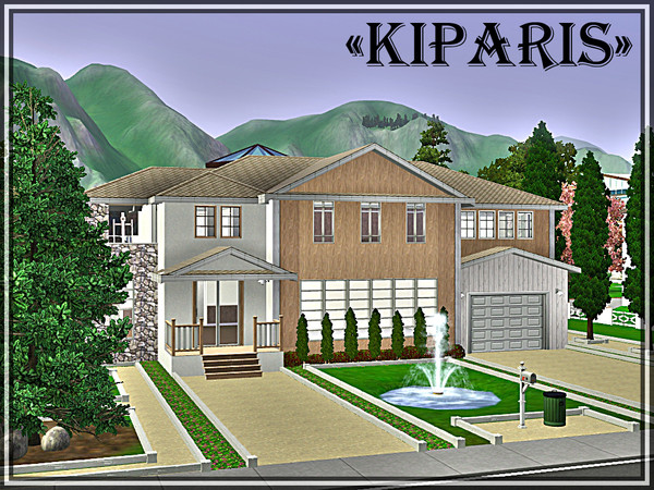 Sims 3 — Kiparis by Markesha — 2 stories, 4 bedrooms, garage for 2 cars, little swimming pool and children playground