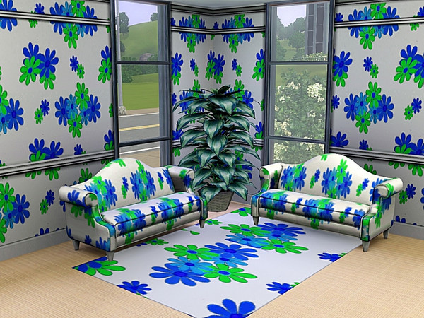 Sims 3 — marcorse_two four six pattern by marcorse — Two, four and six blue and green daisies in this crisp and cool
