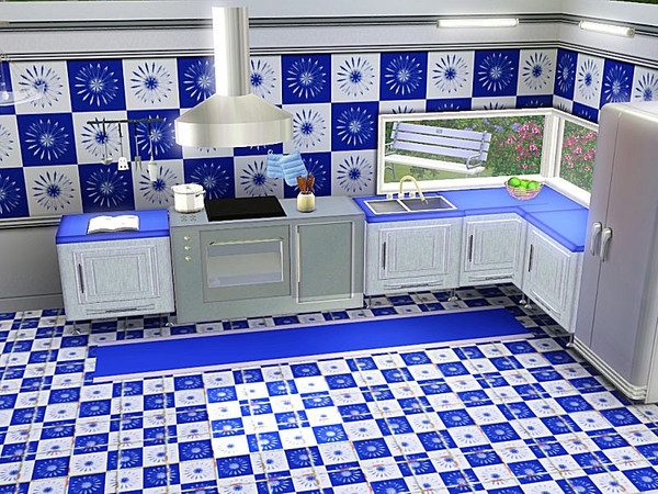 Sims 3 — marcorse_blue puffs pattern by marcorse — Just a basic starburst geometric shape in blue and white, but the