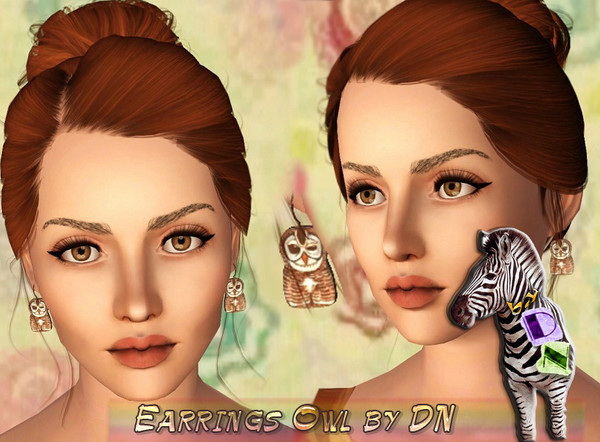Sims 3 — Earrings Owl by DN by Dasha0510 — It`s my first mesh for sims3^^ 