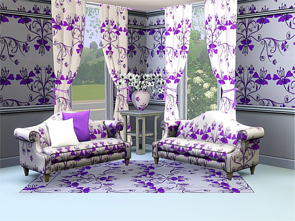 Sims 3 — marcorse_purple lotus pattern by marcorse — An abstract repeat pattern featuring a stylised lotus plant and
