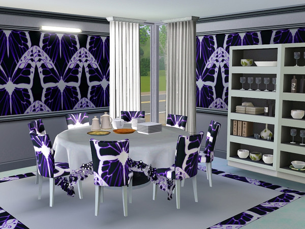 Sims 3 — marcorse_big butterfly pattern by marcorse — What can I say? A big purple and white butterfly on a black