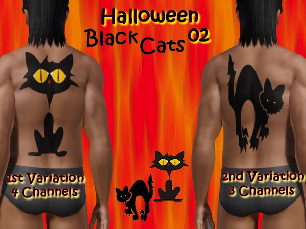 Sims 3 — Halloween Tattoos-Black Cats 02 by allison731 — This tattoo is part of a Halloween Tattoos-Black Cats set.