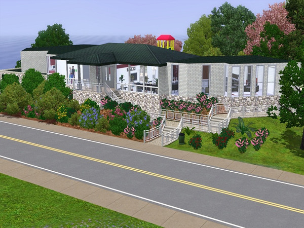 Sims 3 — Corner House by ella47 — This big house with a beautiful view, is build in Sunset Valley en is a nice place for