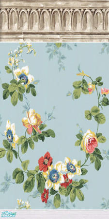 Sims 2 — Victorian Aqua Wallpaper - Aqua Floral by drewsoltesz — A choice of two different Victorian era wallpapers, with