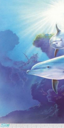 Sims 2 — Dolphin Mural - Part 1 by kollens — Mural to match dolphin Brick Walls, By Petalstaken