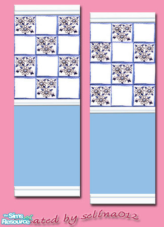 Sims 2 — Country half tiled blue and white by selina012 — Country half tiled blue and white you need to download wall 1