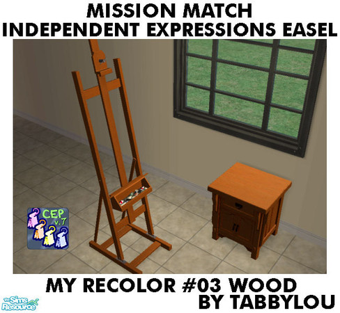 Sims 2 — TL - MM IndependentExp Easel Recolor03Wd by TabbyLou — My Recolor #3 Wood Recolor of the Maxis Base game easel