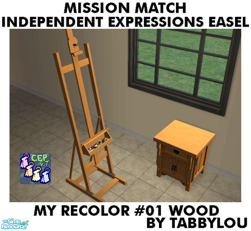 Sims 2 — TL - MM IndependentExp Easel Recolor01Wd by TabbyLou — My Recolor #1 Wood Recolor of the Maxis Base game easel