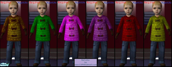 Sims 2 — Toddler Coat\'s by White_Rain — Recollored Toddler Coat\'s from NightLife. In the collors, Red, Yellow, Green,
